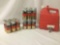 Gott 2.5 gallon plastic gas can and 17 Johnson Outboard Lubricant can, approx. 24x13x13 inches.