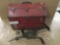 Vintage hand crank drill and vintage nesting tool box. Tool box measures approx 18x14x10 inches.