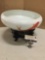 Hand painted Japanese porcelain bowl on a stand with koi fish motif.