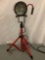 Craftsman work lamp with tri-pod stand, works but needs new bulbs, approx 34x11 inches at smallest