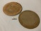 Lot of 2 pizza stones; 1 marked The Pampered Chef - Family Heritage Collection, approx 16 inches