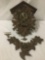 Vintage German birds, leaves, & fox, Regula Black Forrest Cuckoo Clock w/parts, approx. 21x15x7