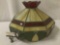 Vintage metal and composite hanging light shade, some wear see pics, approx. 22x22x14 inches.