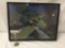 Fighter plane print in wood frame.