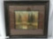 Framed impressionistic landscape print signed by unknown artist - handwriting on back