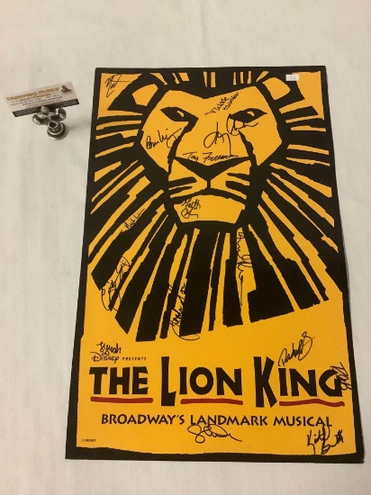 Walt Disney The Lion King Broadway Musical cast signed autograph poster approx 14x22 inches