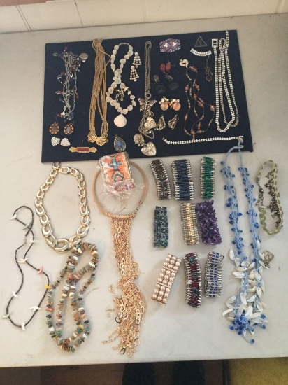 Beautiful collection of estate necklaces, bracelets, and earrings