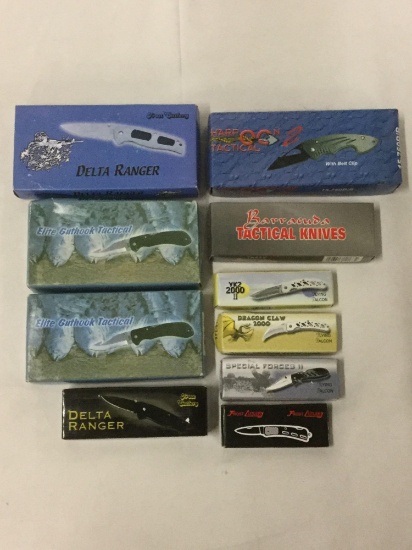 10 assorted pocket knives, in original boxes see pics various makers