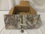 Nine colorful marble tiles, approx. 12x12x0.5 inches each.