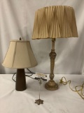 Lot of 2 table lamps w/ shades, vintage and modern, working, approx 29x15 inches