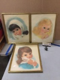 Collection of 3 unsigned prints of children. They measure approx 15x12 inches