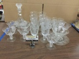 24 piece matching crystal glass set with different pattern crystal decanter.