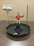 Vintage 50s Hall Ceramics ashtray from the 21 club in New York featuring Metal jockey.