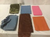 Six pieces of thick fabric, incl. denim, approx. 14x22x7 inches.