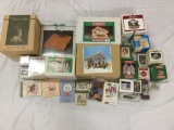 Collection of 30 NIP CHRISTMAS AND Holiday themed displays, figurines, frames and decorations
