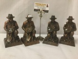 Four metal Banthrico Inc. Bank of California prospector piggy banks, approx. 3.5x4x7 inches.