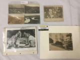 Four vintage and antique photographs, incl. gold rush postcards, approx. 14x11 inches.