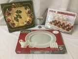 Four in box platters, from Sole Di Toscana, Cook at Home, and Freya, approx. 23.5x14x8 inches.