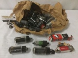 Over thirty electron tubes, untested, approx. 8x13x5 inches.