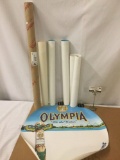 Five vintage beer ad posters, incl. two Olympia and three Hamms ads, approx. 3x3x32 inches.