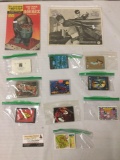 Vintage and modern cartoon and comic cards, a comic book, and a piece of Batman memorabilia, approx.
