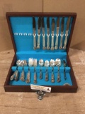 51 pieces or vintage Rogers & Bro silver plate flatware in international silver case.