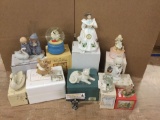 Collection of 10 porcelain, glass, and plastic figurines. Lenox, Fenton, Royal doulton and more!