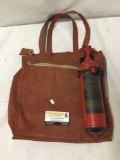 Vintage Pyrenees heavy vehicle type fire extinguisher with bag. Bag measures approx 15x15 inches.