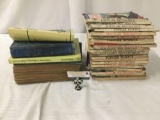Collection of 24 popular mechanics and popular science magazines, auto and tractor books manuals.