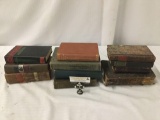 Collection of 11 vintage and antique books, Mussolini, German, and more.