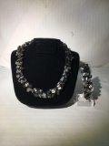 Black mother of Pearl matching necklace and bracelet