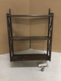 Vintage hanging wall shelf spice rack. Measures approx 25x17x6 inches.
