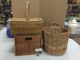 Collection of 3 wicker baskets.