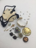 Collection of vintage and modern costume jewelry and cultured pearls.