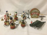 Mr. Christmas Santa?s Marching Band bell playing motionettes w/string of lights, approx. 16x14x4