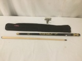 Five foot Oscar pool cue w/dragon designs and carrying case, approx. 33x4x2 inches.