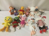 11 Winnie the Pooh and Looney Tunes stuffed animal/beanbag toys, from WB & Mattel, approx. 14x13x8