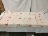 Pink vintage soft fabric blanket with simplistic floral pattern and fringe, approx. 80x50 inches.