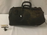Vintage Zipp-O-Grip alligator skin satchel, some wear, see pics, approx. 22x15x10 inches.