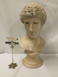 1984 Dustin Prod Inc. ceramic bust of Caesar, approx. 10x7x18 inches.