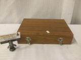 Wood box with nineteen pieces of Walters Gems Thai silverware, approx. 12x8x3 inches.