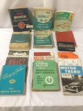 Eighteen vintage vehicle manuals and magazines, incl. motor trend, Chevy, Dodge, Ford, etc. approx.