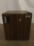 1986 Avanti mini fridge from the Mackle Co w/ faux wood grain door and retro look