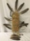 John M Hotes 2001 wood, bone and feather wall hanging totem piece - some feathers as is