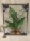 Modern hanging stained glass style composite pane floral art piece