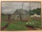 Original oil painting of log cabin signed by artist B. Koepkob