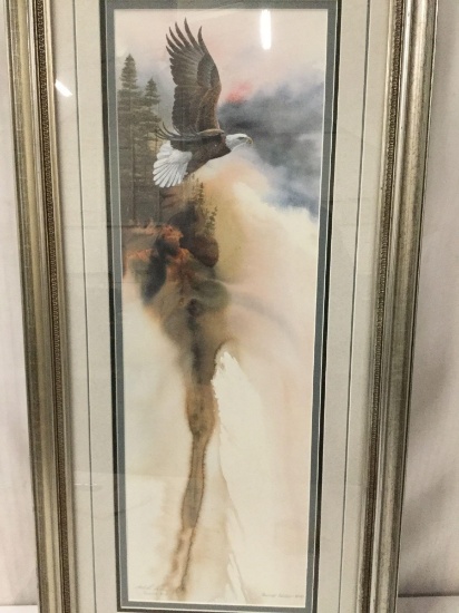 Mike Casper 1990 soaring Eagle litho art print "Bronze Edition 8/150" signed & #'d