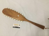 Tikimaster Hawaiian koa wood war club / paddle with elongated handle and tiger shark teeth edges