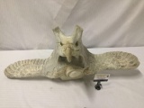 Native American Alaskan carved eagle sculpture whale vertebrae with bone face in chest