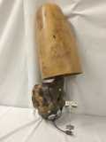 Wall or ceiling hanging maple mushroom lamp with burled maple base & smooth cap